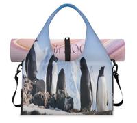 Antarctica Coast Penguin Sports Duffel Bag for Women Men Penguin Weekend Overnight Bag with Shoe Compartment Shoulder Tote Luggage Bag for Yoga Gym Travel
