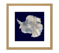 Antarctica Continent Blue Marble NASA Photograph 8X8 Inch Square Wooden Framed Wall Art Print Picture with Mount Artery8 Light Oak One Size