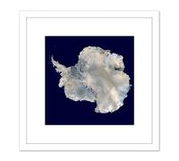 Antarctica Continent Blue Marble NASA Photograph 8X8 Inch Square Wooden Framed Wall Art Print Picture with Mount Artery8 White One Size