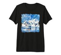 Antarctica Cruise Ship Watercolor Art Premium T-Shirt
