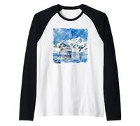 Antarctica Cruise Ship Watercolor Art Raglan Baseball Tee