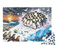 Antarctica Emperor Penguin Huddle in Blizzard Wooden Jigsaw Puzzle Waterproof 1000 Piece Puzzles for Adults Gifts Impossible Educational Games