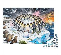 Antarctica Emperor Penguin Huddle in Blizzard Wooden Jigsaw Puzzle Waterproof 1000 Piece Puzzles for Adults Gifts Challenging And Brainteasing Educational Games