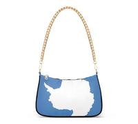 Antarctica Flag Handbag Medium Womens Lady One Shoulder Bag Zipper Evening Clutch Purse with Chain Strap