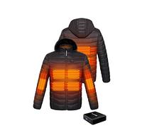 ANTARCTICA GEAR Heated Jacket, Lightweight Heating Jackets with 12V Power Bank, 6 Areas Winter Coat for Men and Women, Black, M