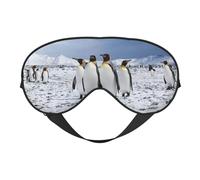 Antarctica Penguins Double-Sided Silk Sleep Mask, Adjustable Light Blocking Eye Mask for Travel, Men & Women, Soft Comfortable Blindfold 20x10cm