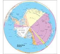 Antarctica Political Map - Size - 100 x 100 cm - Vinyl | Detailed Laminated Wall Map, Ideal For Home, Office Or Classroom Display.