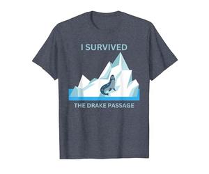 Antarctica Seal I Survived The Drake Passage T-Shirt, Men, Heather Blue, 3X-Large