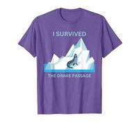 Antarctica Seal I Survived The Drake Passage T-Shirt, Men, Purple Heather, Large