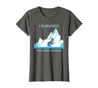 Antarctica Seal I Survived The Drake Passage T-Shirt, Women, Asphalt Grey, Small