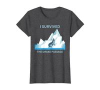 Antarctica Seal I Survived The Drake Passage T-Shirt, Women, Dark Heather Grey, Small