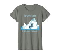 Antarctica Seal I Survived The Drake Passage T-Shirt, Women, Olive Heather, X-Small