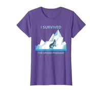 Antarctica Seal I Survived The Drake Passage T-Shirt, Women, Purple Heather, Medium