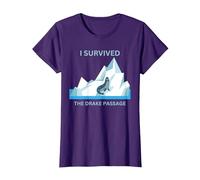Antarctica Seal I Survived The Drake Passage T-Shirt, Women, Purple, X-Large