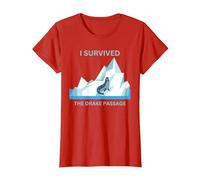 Antarctica Seal I Survived The Drake Passage T-Shirt, Women, Red, Medium