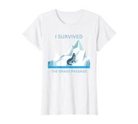 Antarctica Seal I Survived The Drake Passage T-Shirt, Women, White, Large