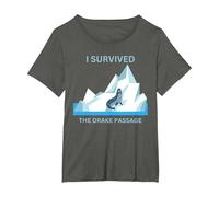 Antarctica Seal I Survived The Drake Passage T-Shirt, Women's Plus, Asphalt Grey, 6X