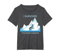 Antarctica Seal I Survived The Drake Passage T-Shirt, Women's Plus, Dark Heather Grey, 6X