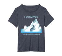 Antarctica Seal I Survived The Drake Passage T-Shirt, Women's Plus, Heather Blue, 6X