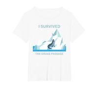 Antarctica Seal I Survived The Drake Passage T-Shirt, Women's Plus, White, 3X