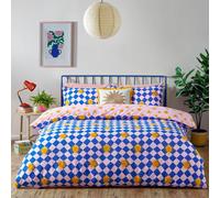 Furn. Antares Duvet Cover Set - Sunshine Checkerboard Reversible Polycotton (Multicolour - Double)
