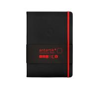 Antartik Notebook with rubber notes hard cover A5 sheets smooth black and red 100 sheets 80 gr FSC