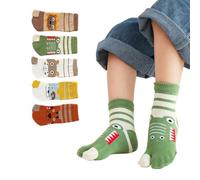 Antcher Kids Cotton Toe Socks Cute Cartoon Animal Medium Tube Two Toed Socks for Children Boys Girls 3-12 Years, 5 Pair