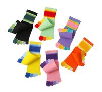 Antcher Kids Cotton Toe Socks, Five Finger Socks Rainbow Striped Socks for Children 2-10 Years, 6 Pairs (UK, Age, 6 Years, 10 Years, Regular, multi)