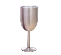 Antcher Stainless Steel Goblet Wine Glasses with Lid, 1 Pcs Double Wall Vacuum Insulated Cocktail Glass Wine Tumbler Cup Great for Red White Wine Gift, 300ml (Silver)