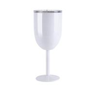 Antcher Stainless Steel Goblet Wine Glasses with Lid, 1 Pcs Double Wall Vacuum Insulated Cocktail Glass Wine Tumbler Cup Great for Red White Wine Gift, 300ml (White)