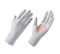 Antcher Women UV Sun Protection Gloves Ice Silk Sunblock Full Finger Touchscreen Non Slip Gloves Hiking Cycling Gloves for Golf Driving Fishing (Light Gray)