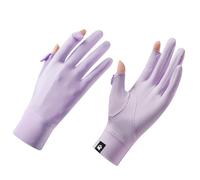 Antcher Women UV Sun Protection Ice Silk Sunblock Fingerless Gloves - Full Finger Touchscreen Non Slip Hiking Cycling Gloves for Golf Driving Fishing (Blue)