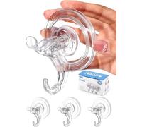 Anteabee 3 Pack Suction Cup Hooks, Clear Suction Cup Hanger, Removable Small Suction Cups for Shower, Bathroom, Glass, Door, Windows, Kitchen-Max Hanging up to 11 lbs on Smooth Surface