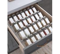 Anteabee 4 Tier 4 Pack Spice Drawer Organiser, Adjustable Acrylic Spice Rack for Inside Drawer, Expandable From 33 to 66cm Kitchen Seasoning Rack Tray for Countertop, Cabinet (Jars not Include)
