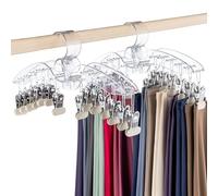Anteabee Legging Hanger Storage, 2 Pack Trouser Hangers, Clear Pants Hanger with Larger Clips, Hanging 28 Leggings for Closet, Space Saving Yoga Hangers Organizer Clothes and Essentials in Wardrobe