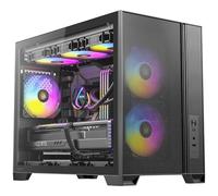 Antec FLUX M Gaming Case Micro ATX Mesh Wood Front - Black - ARGB Fans