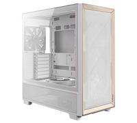 Antec FLUX Mid Tower PC Case, Tempered Glass, White/Wood, 5xFans, USB-C, ATX/ITX