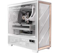 Antec Flux PRO Full Tower PC Case, Tempered Glass Wood, White, 6 Installed Fans
