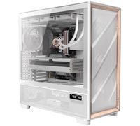 Antec Flux Pro White, 6 x PWM Fans Included, High-Airflow Front Panel with Birch Wood, iShift PSU 90° Mount, USB3.0 x 2, Type-C, 420mm Radiator Support, Temp. Display, Full-Tower E-ATX PC Case