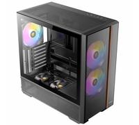 Antec FLUX Rear Gaming Case ATX Mesh Wood Front - Black - ARGB Fans