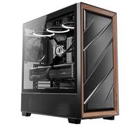 ANTEC Geh Antec Flux Midi Tower Black Retail | High-Airflow Front Panel with Walnut Wood, 5 PWM Fans, Back-Connect Motherboard Support, 420 mm Radiator Support, USB Type-C