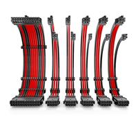 Antec Power Supply Sleeved Cable, PSU Cables, PSU Extension Cable Kit / 1x24pin ATX / 2x8pin (4+4) EPS / 3X (6+2) pin PCI-E, 30cm Length with Combs, Dual EPS Red, for 3080 Series Graphic Cards