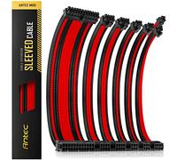 Antec Sleeved Cable - Power Supply Cable Extension Kit with Extra-Sleeved 24 PIN 8PIN 6PIN 4+4 PIN with Combs- Red (11.8inch/30cm)
