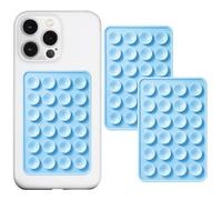 Anteel 2 Pack Silicone Suction Phone Case Adhesive Mount, Strong Grip Holder for Selfies and Videos, Hands-Free Sticky Phone Grip for iPhone and Android, 2.17" x 3.15" (Baby Blue)