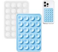 Anteel 2 Pack Silicone Suction Phone Case Mount, Non Slip Sticky Phone Grip for Cellphone, Silicon Adhesive Suction Cup Phone Mount, Strong Grip Holder for Selfies & Videos (Baby Blue&Translucent)