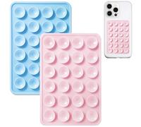 Anteel 2 Pack Silicone Suction Phone Case Mount, Non Slip Sticky Phone Grip for Cellphone, Silicon Adhesive Suction Cup Phone Mount, Strong Grip Holder for Selfies & Videos (Light Pink&Baby Blue)