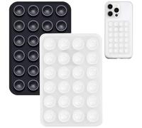 Anteel 2 Pack Silicone Suction Phone Case Mount, Non Slip Sticky Phone Grip for Cellphone, Silicon Adhesive Suction Cup Phone Mount, Strong Grip Holder for Selfies & Videos (Black&Translucent)