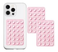 Anteel 2 Pack Silicone Suction Phone Case Mount, Silicon Adhesive Suction Cup Phone Mount, Non Slip Sticky Phone Grip for Cellphone, Strong Grip Holder for Selfies and Videos (Light Pink)