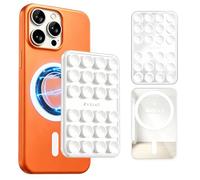 Anteel Magnetic Suction Cup Phone Case Mount with Built-in Mirror, Magnetic Back with Additional Mirror Effect, Thickened and Enhanced Suction Power Sticky Phone Grip, 2.56" x 3.94" (White)