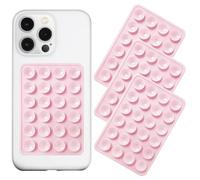 Anteel Silicone Suction Phone Case Mount 3 Pack, Silicon Adhesive Suction Cup Phone Mount, Non Slip Sticky Phone Grip for Cellphone, Strong Grip Holder for Selfies and Videos (Light Pink)